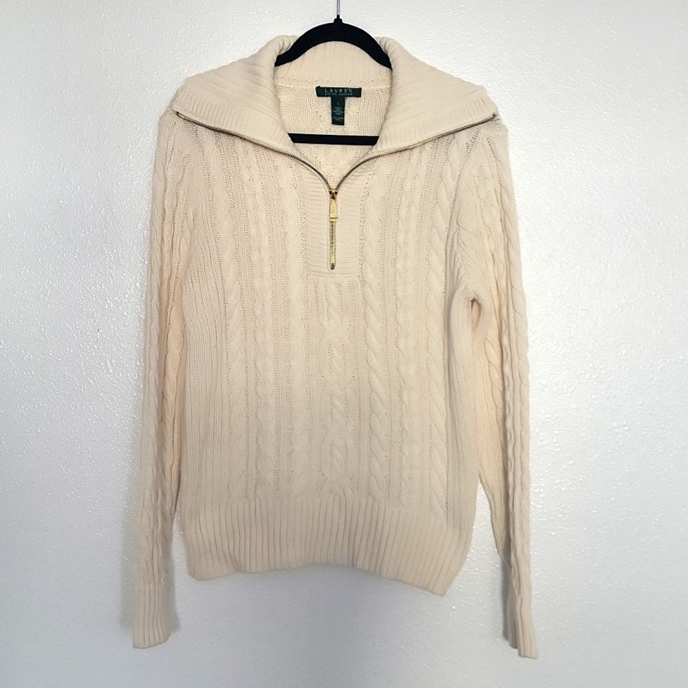Ralph lauren half zipper cream sweater large